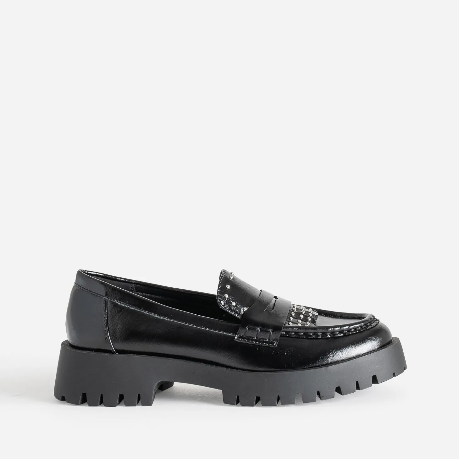 Mocassin TEXTO noir cranté décor clous