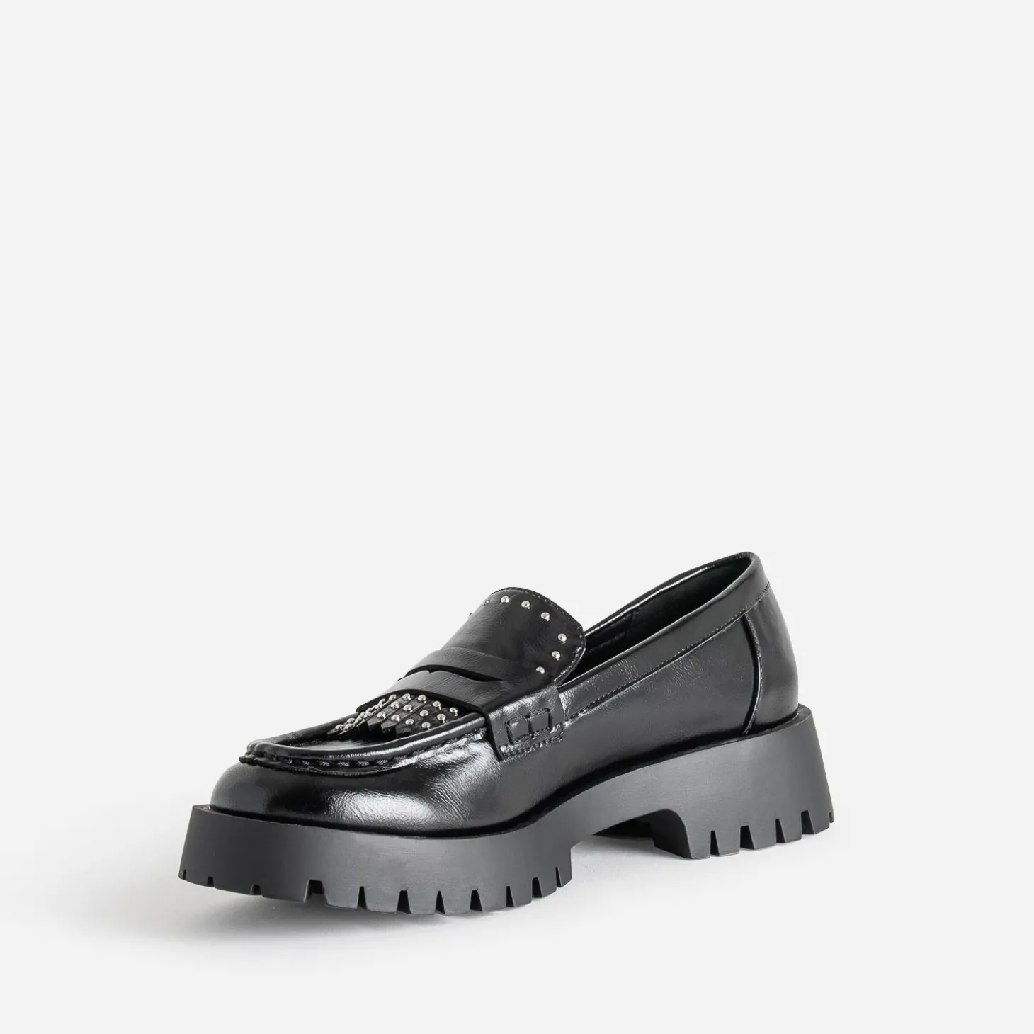 Mocassin TEXTO noir cranté décor clous