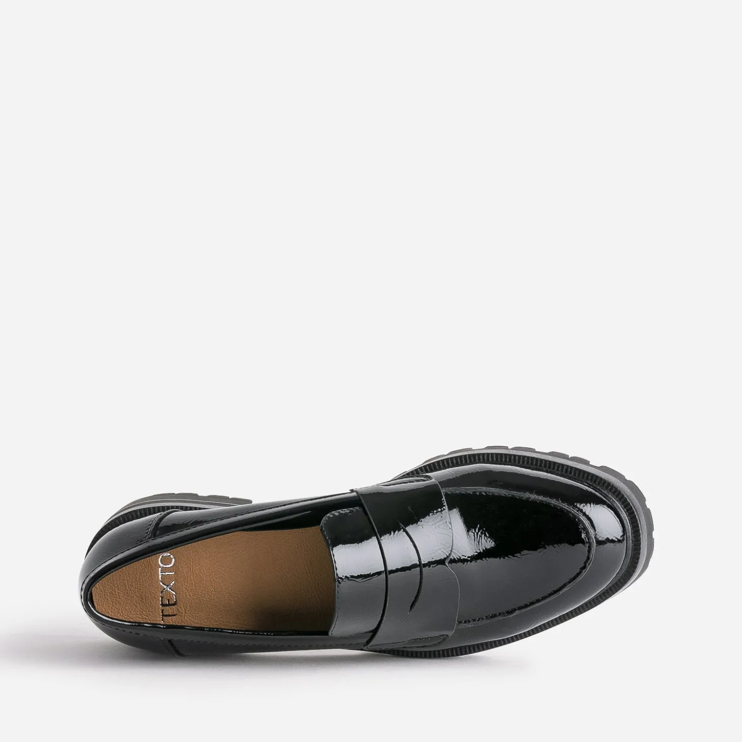 Mocassin TEXTO noir verni cranté