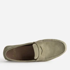 Mocassin-bateau kaki cuir velours