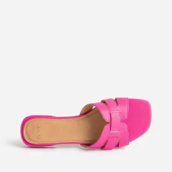 Mule à talon rose