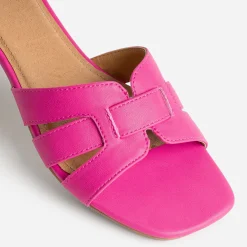 Mule à talon rose