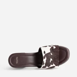 Mule à talon TEXTO marron motif vache