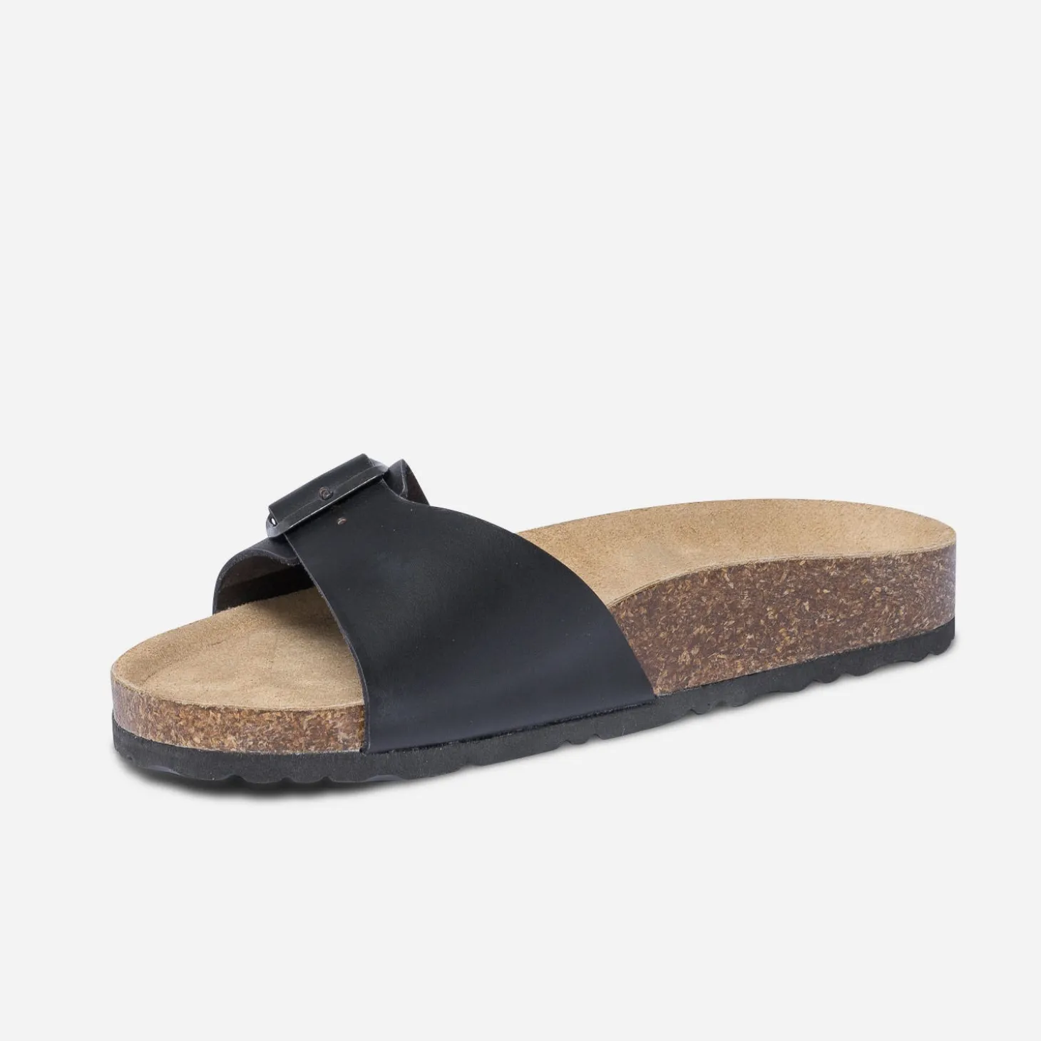 Mule anatomique noire en cuir
