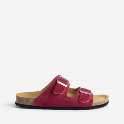 Mule anatomique prune en cuir velours
