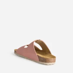 Mule anatomique rose cuir velours