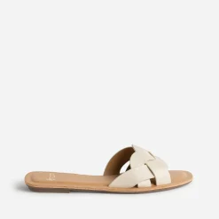 Mule beige larges brides tressées