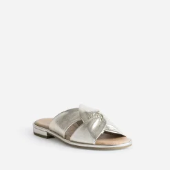 Mule CAPRICE dorée en cuir à brides croisées