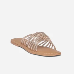 Mule dorée en cuir éco-conçu