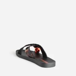 Mule IPANEMA noire et écaille détail tresse