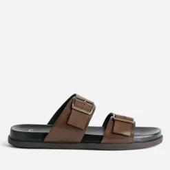 Mule marron en cuir
