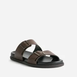 Mule marron en cuir