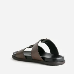 Mule marron en cuir