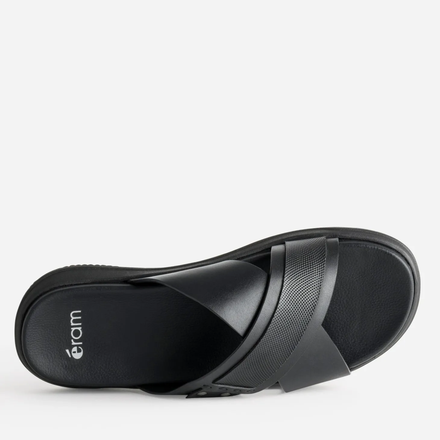 Mule noire cuir brides croisées