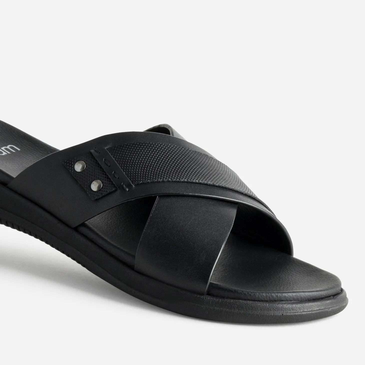 Mule noire cuir brides croisées