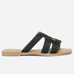Mule noire en textile tressé