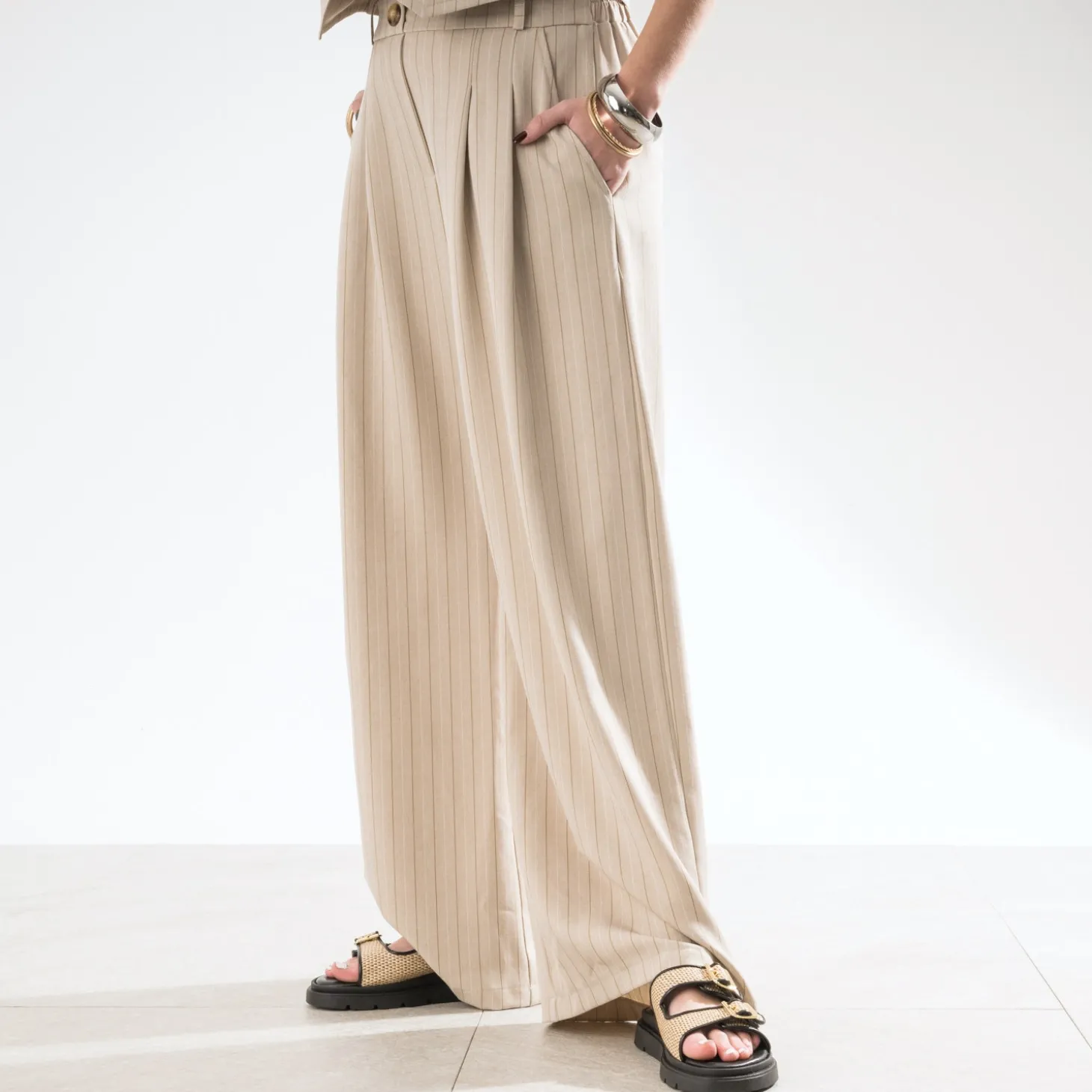 Mule TEXTO beige effet raphia
