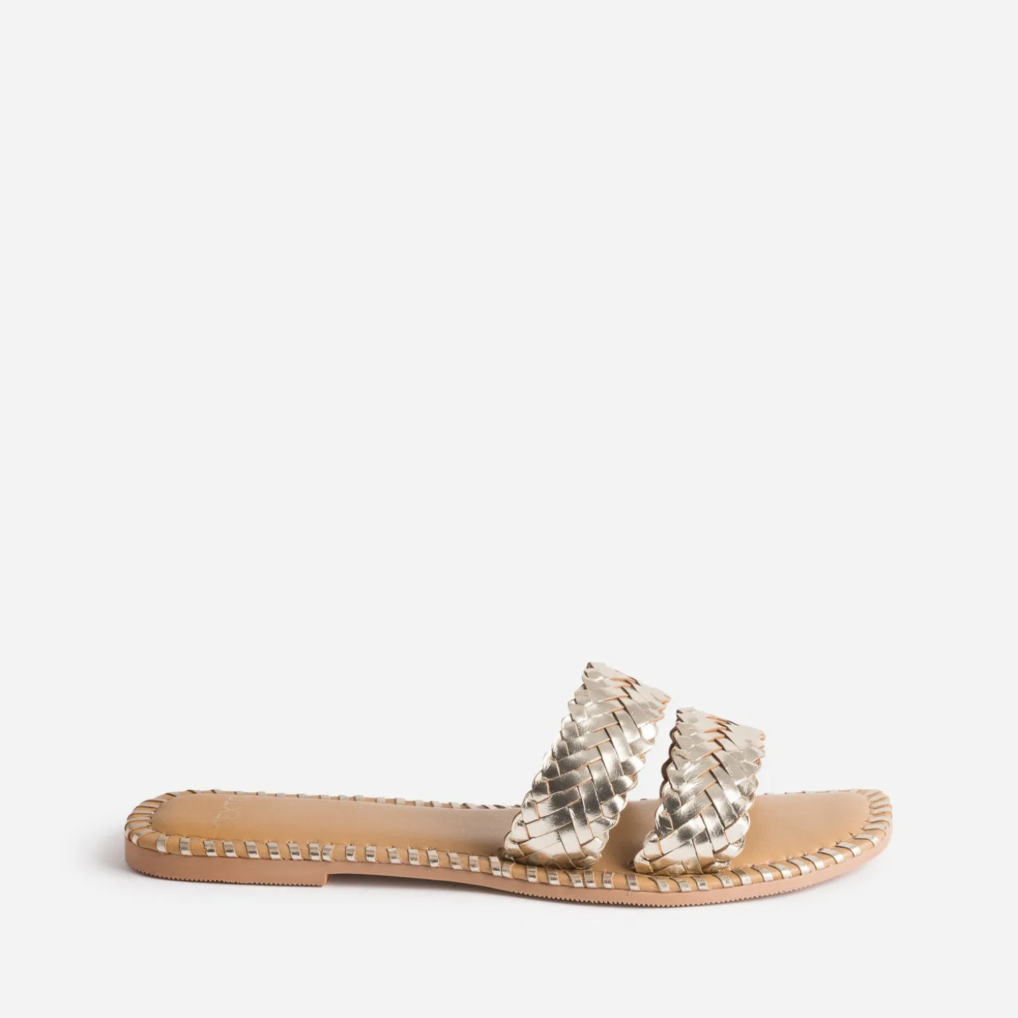 Mule TEXTO dorée cuir tressé