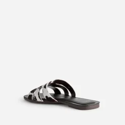 Mule TEXTO marron cuir motif vache