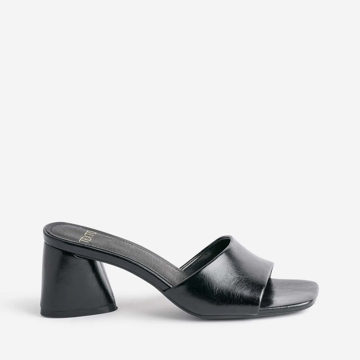 Mule TEXTO noire à talon triangle