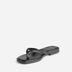 Mule-tong TEXTO noire brides strassées