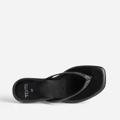 Mule-tong TEXTO noire brides strassées