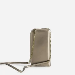 Pochette-téléphone TEXTO taupe métallisé