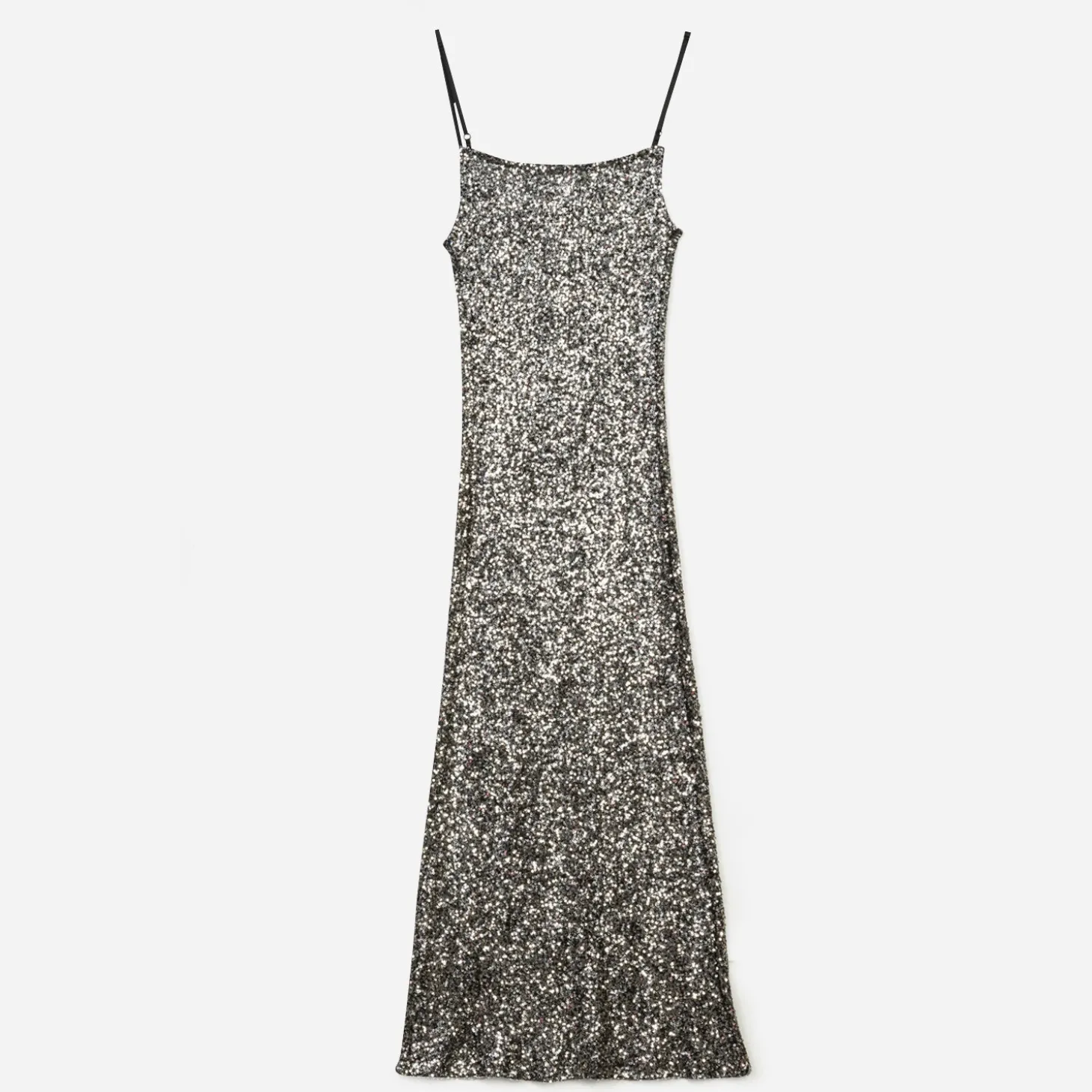 Robe longue TEXTO noire sequins argentés