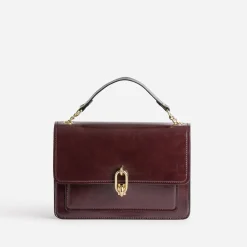 Sac à main bordeaux avec ouverture fantaisie