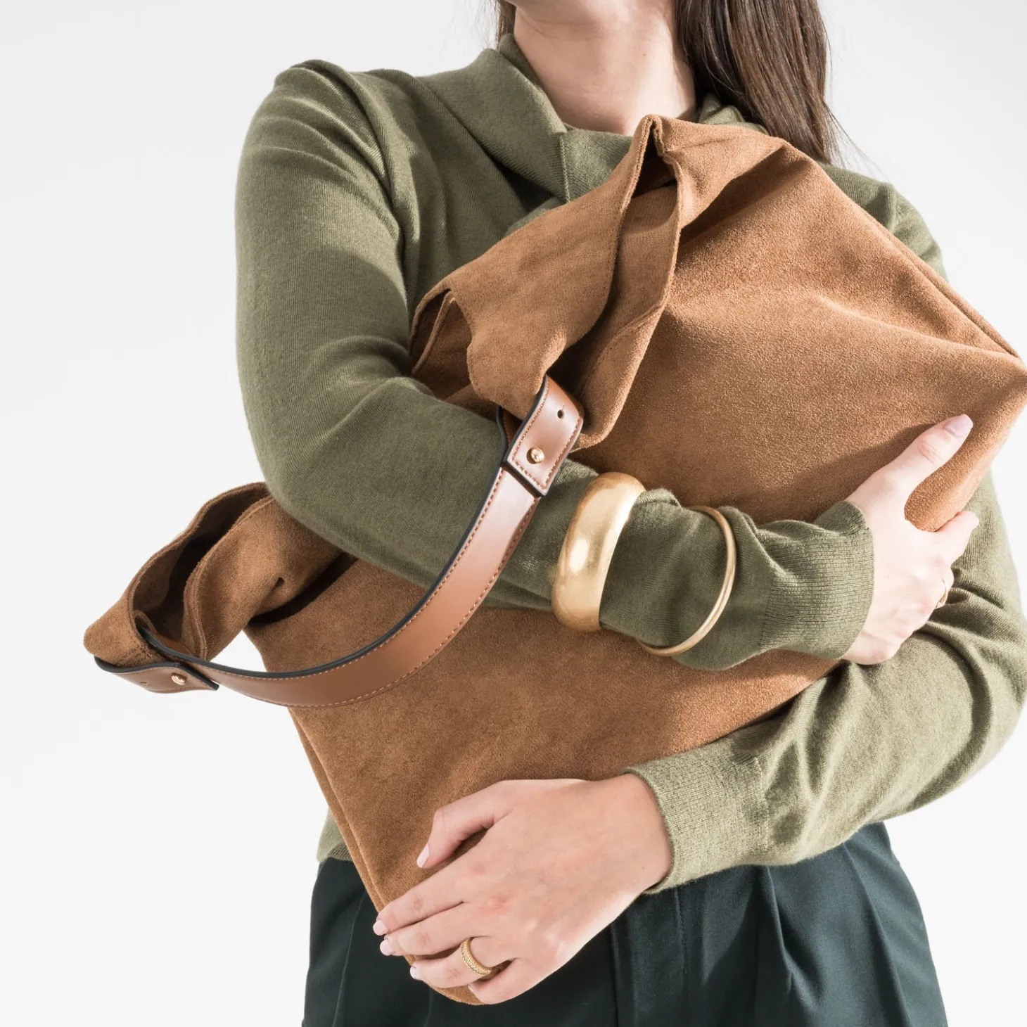 Sac à main TEXTO cognac suédé
