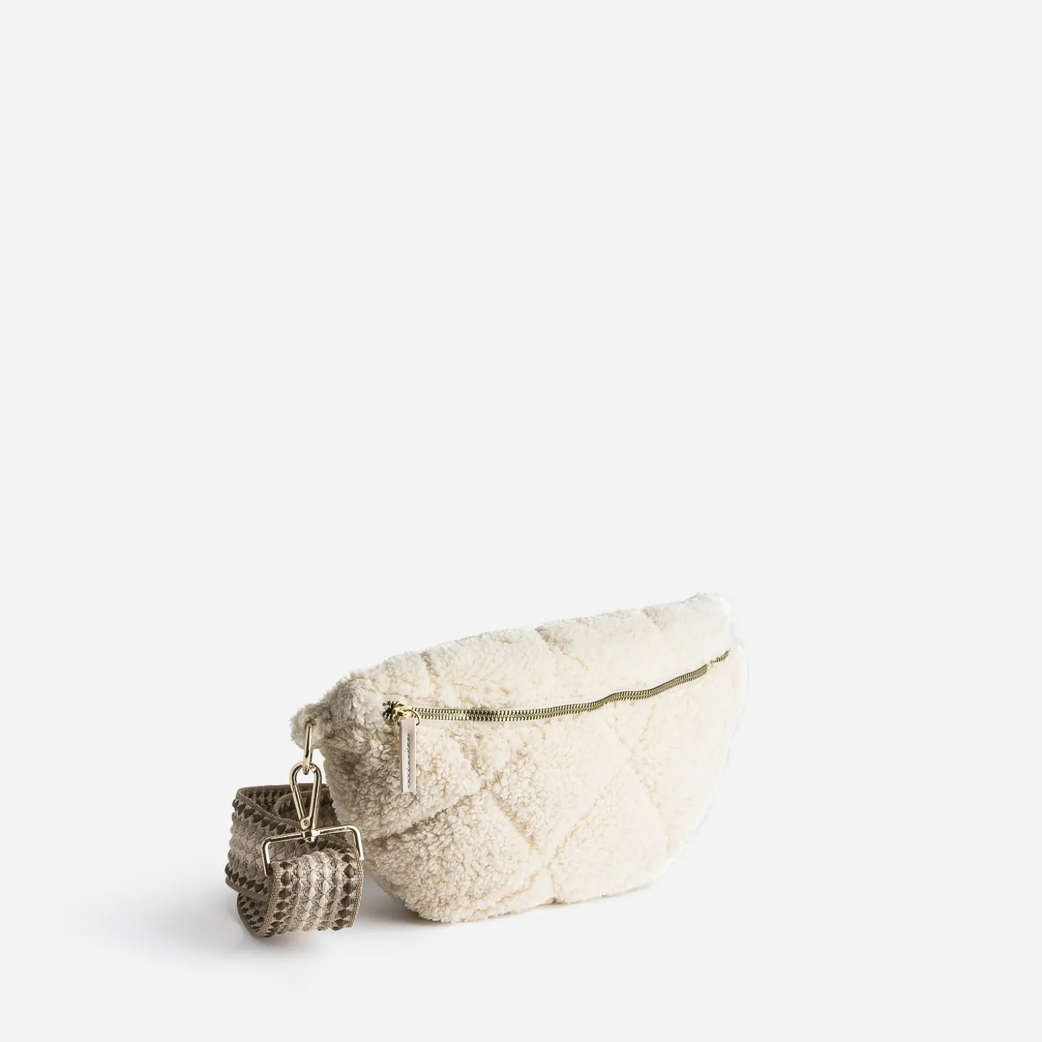 Sac banane écru sherpa bouclette