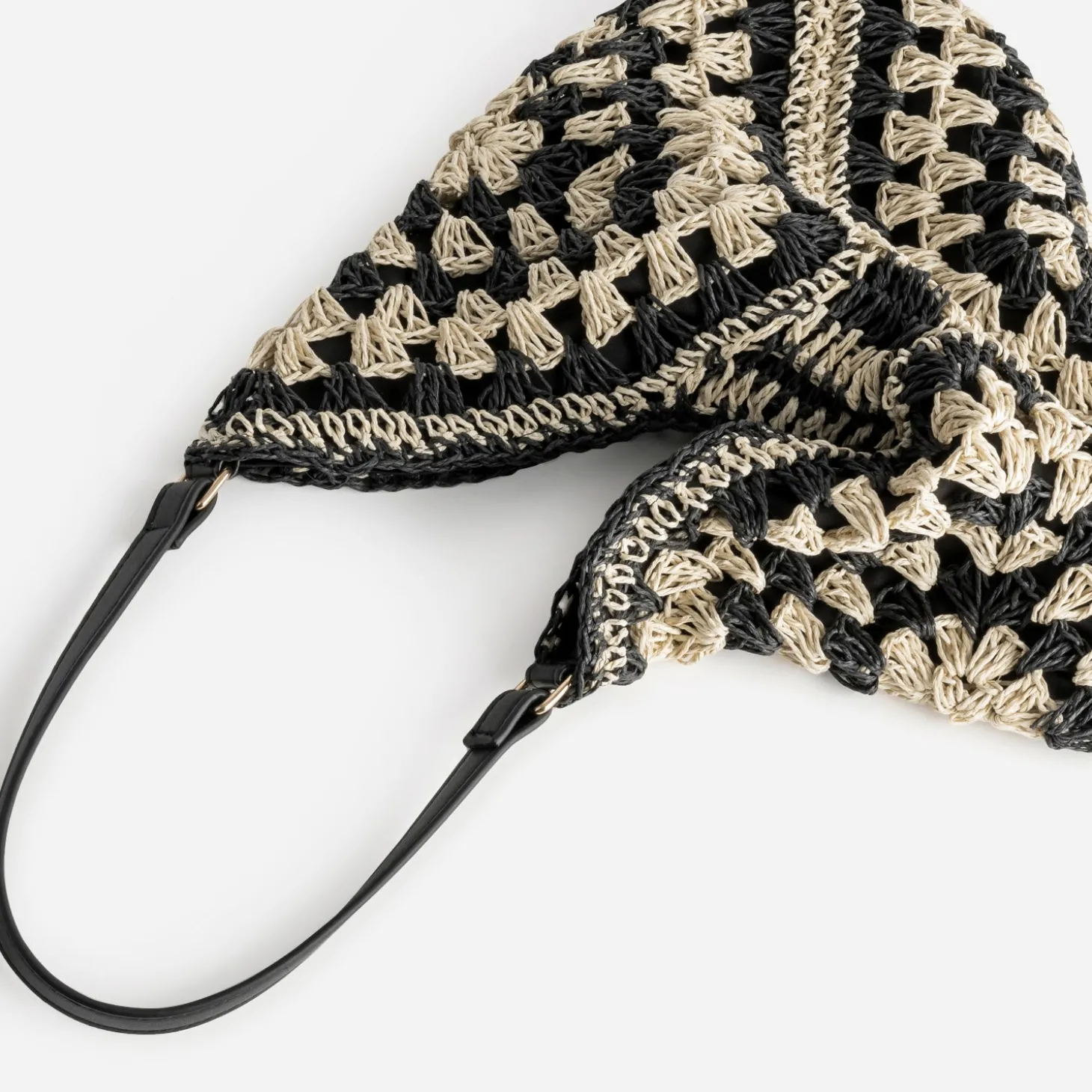Sac TEXTO beige et noir tressé