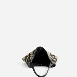 Sac TEXTO beige et noir tressé