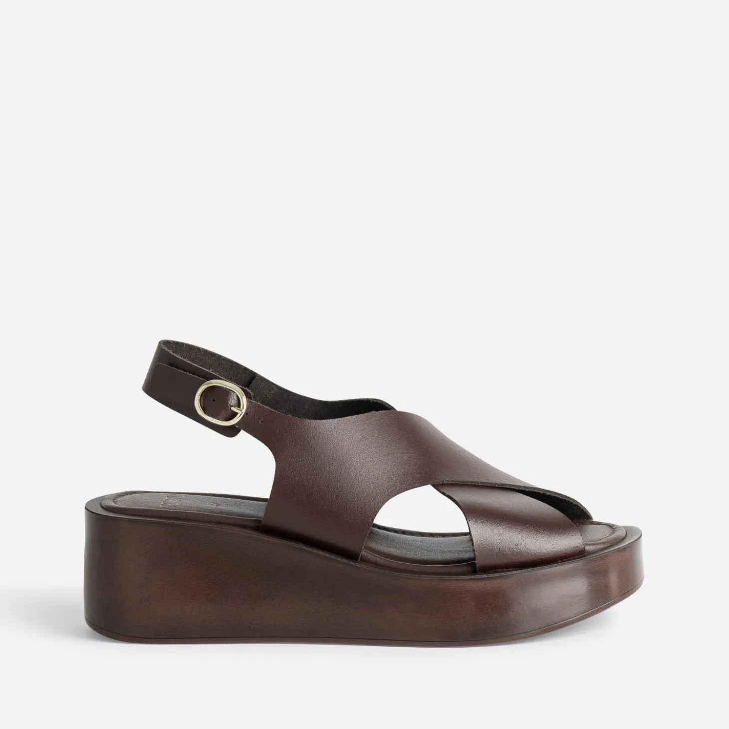 Sandale à plateforme TEXTO marron cuir
