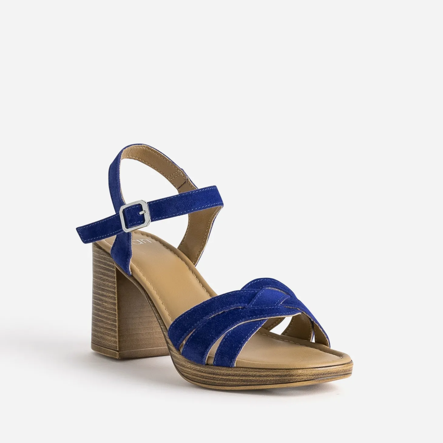 Sandale à talon bleu roi cuir velours