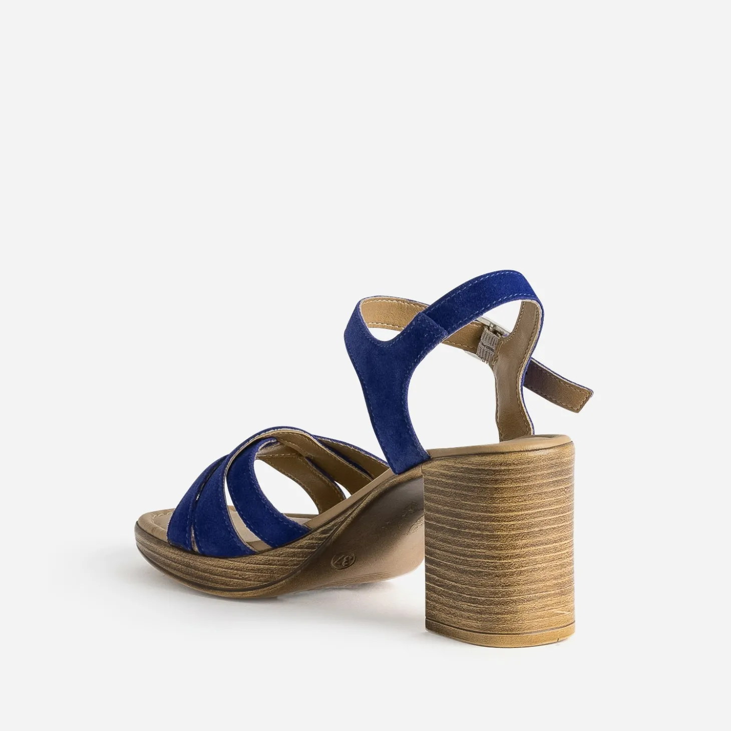 Sandale à talon bleu roi cuir velours