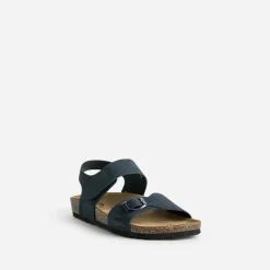 Sandale anatomique en cuir bleu marine