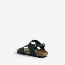 Sandale anatomique en cuir bleu marine