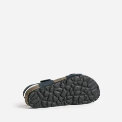 Sandale anatomique en cuir bleu marine
