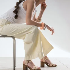 Sandale beige cuir