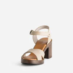 Sandale beige cuir