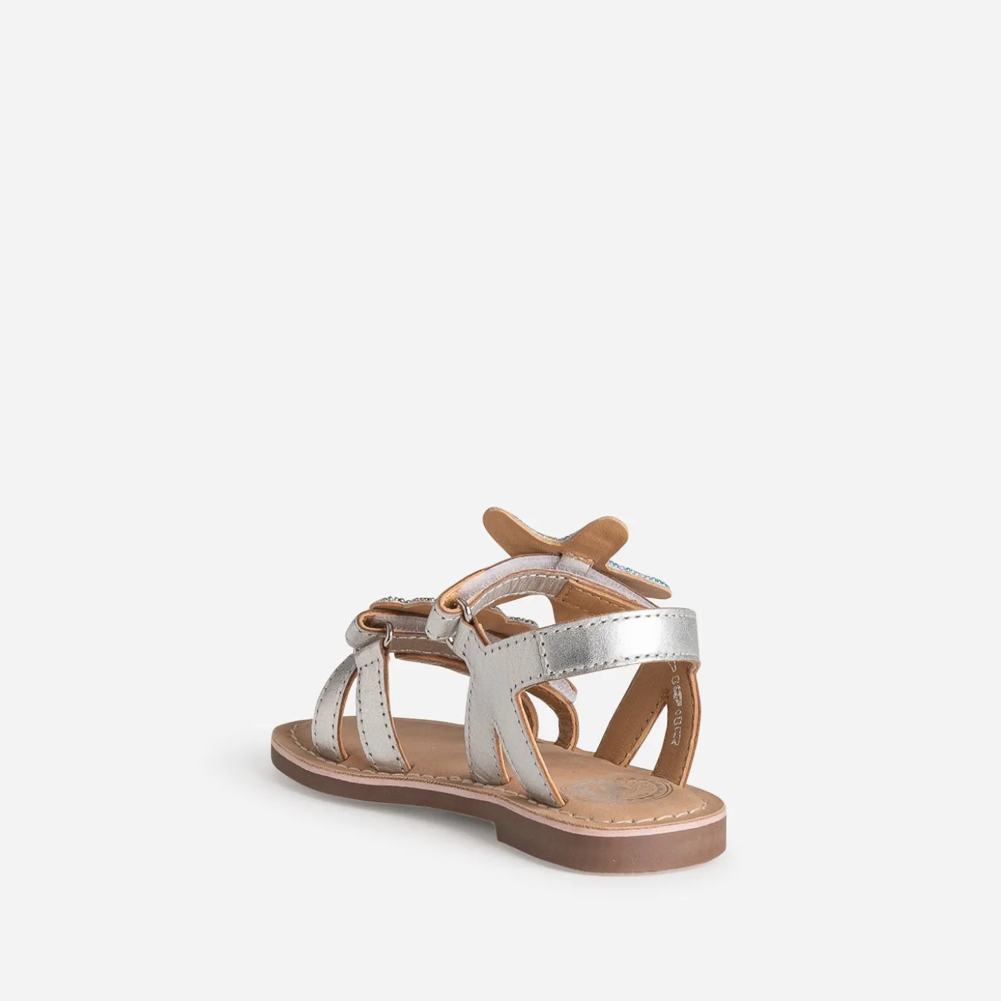 Sandale BUGGY argentée cuir patchs amovibles