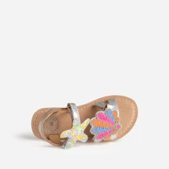Sandale BUGGY argentée cuir patchs amovibles