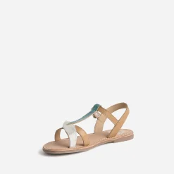 Sandale BUGGY camel en cuir avec brides-feuilles