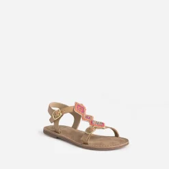 Sandale BUGGY cuir beige clair à perles