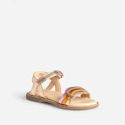Sandale BUGGY dorée cuir bride tricolore