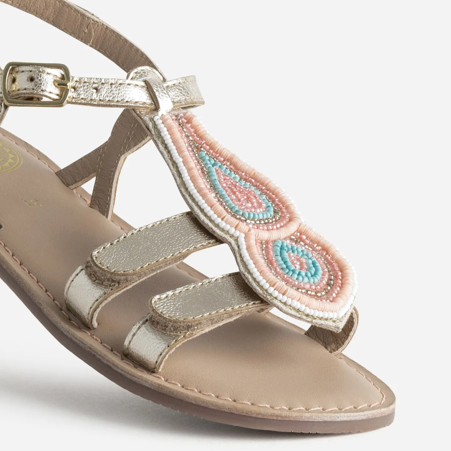 Sandale BUGGY dorée cuir décor amovible