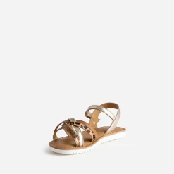 Sandale BUGGY dorée cuir et motif léopard