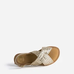 Sandale BUGGY dorée cuir tressé