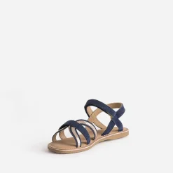 Sandale BUGGY marine cuir velours à scratchs